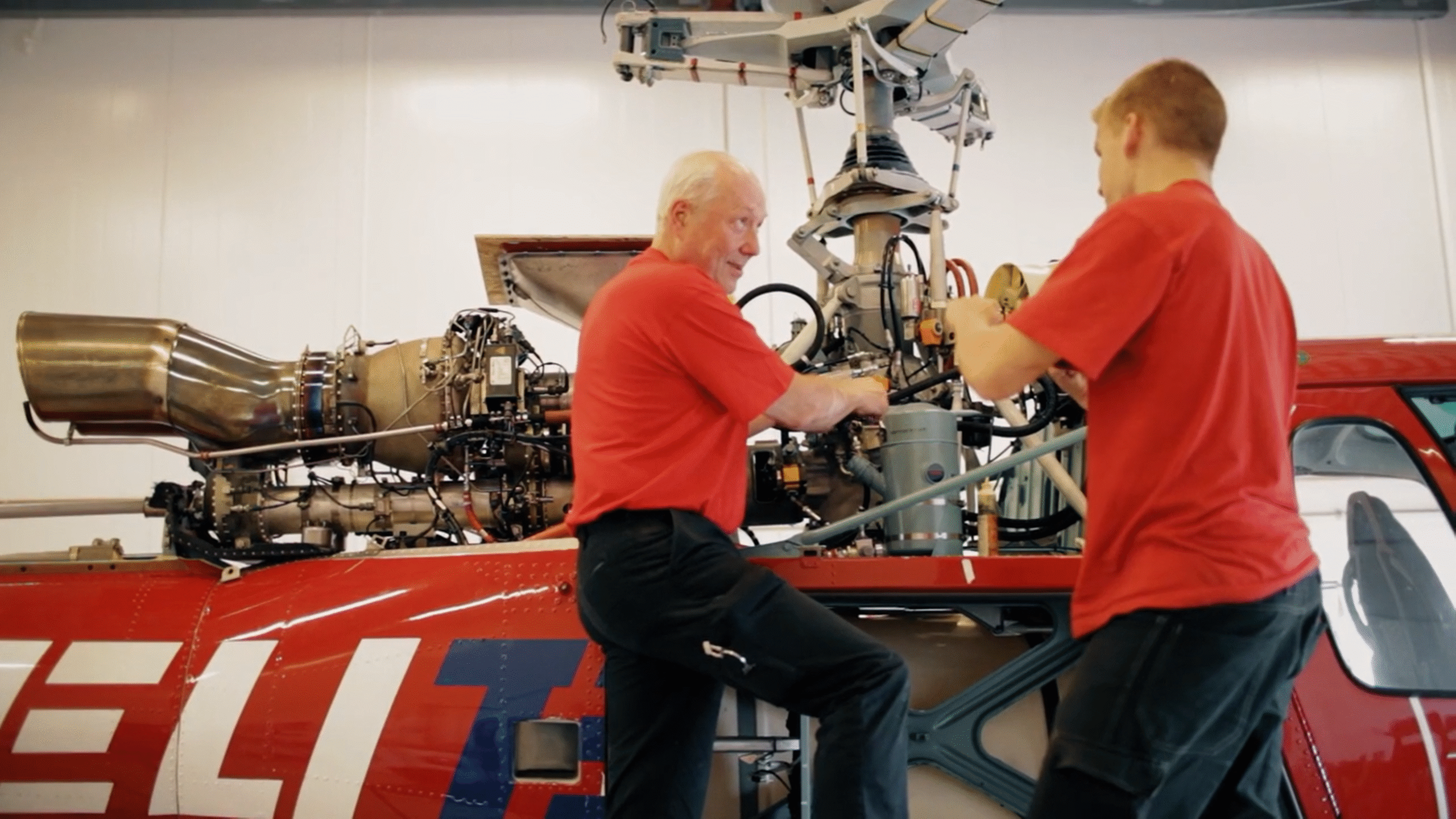 Helicopter maintenance in progress at Heli-Team